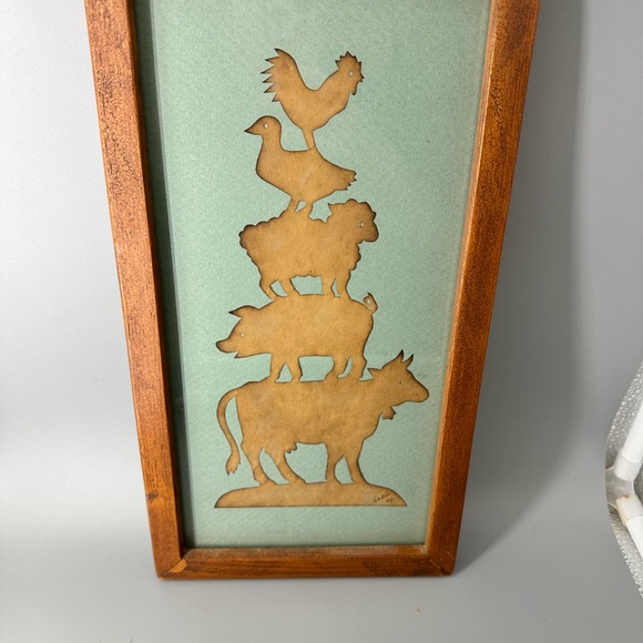 Framed Scherenschnitte Paper Cutting Stacked Barn Farm Animals 1994 Dodie - Picture 2 of 6